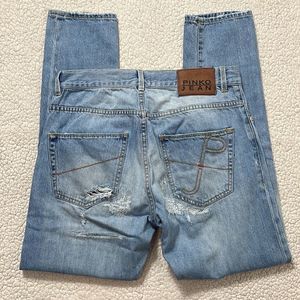 PINKO Light Wash Denim Blue High Rise Distressed Skinny Jeans Size 27
